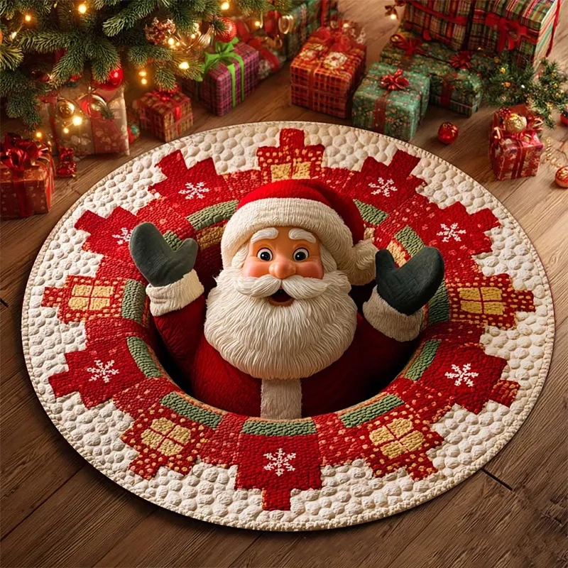 Santa in the Gift Pit 3D Holiday Rug