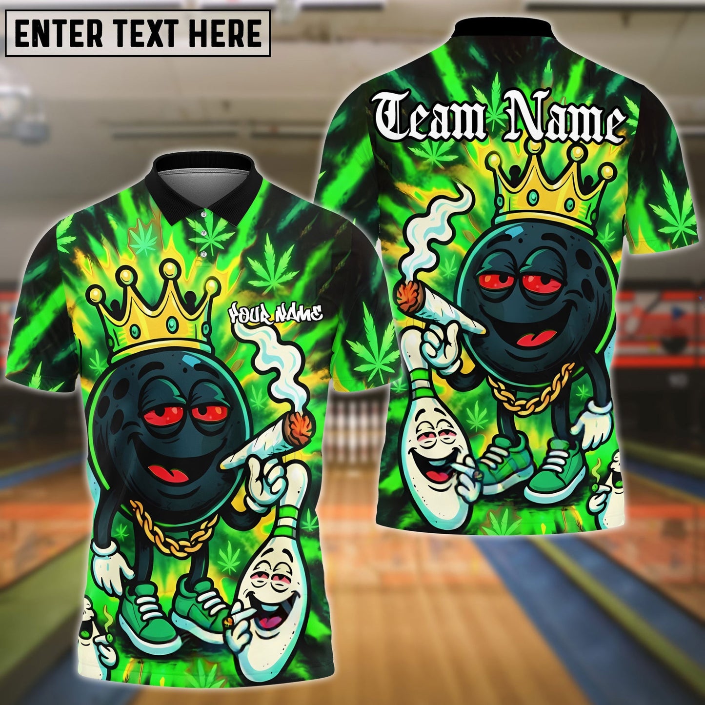 Bowling And Pins King Smoking Ball Customized Name, Team Name 3D Shirt (4 Colors)
