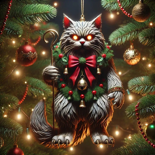 Yule Cat with Fiery Eyes – guardian of the tree