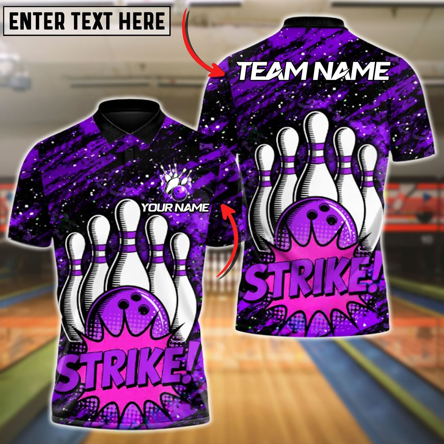 Bowling And Pins Boom Strike Customized Name, Team Name 3D Shirt (4 Colors)