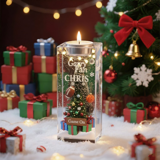 🏈 Sports Fan Christmas Candle – Personalized Acrylic Light for Game Lovers
