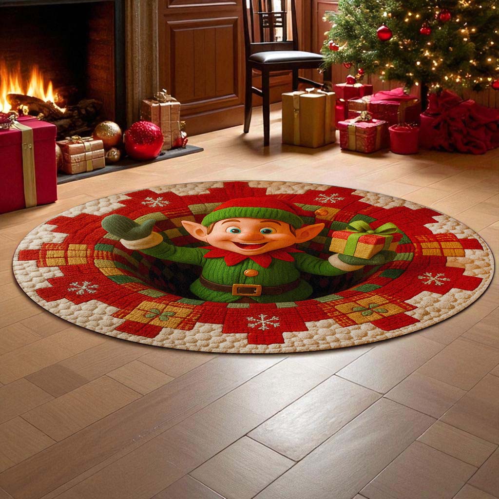 Christmas Elf Optical Illusion Rug