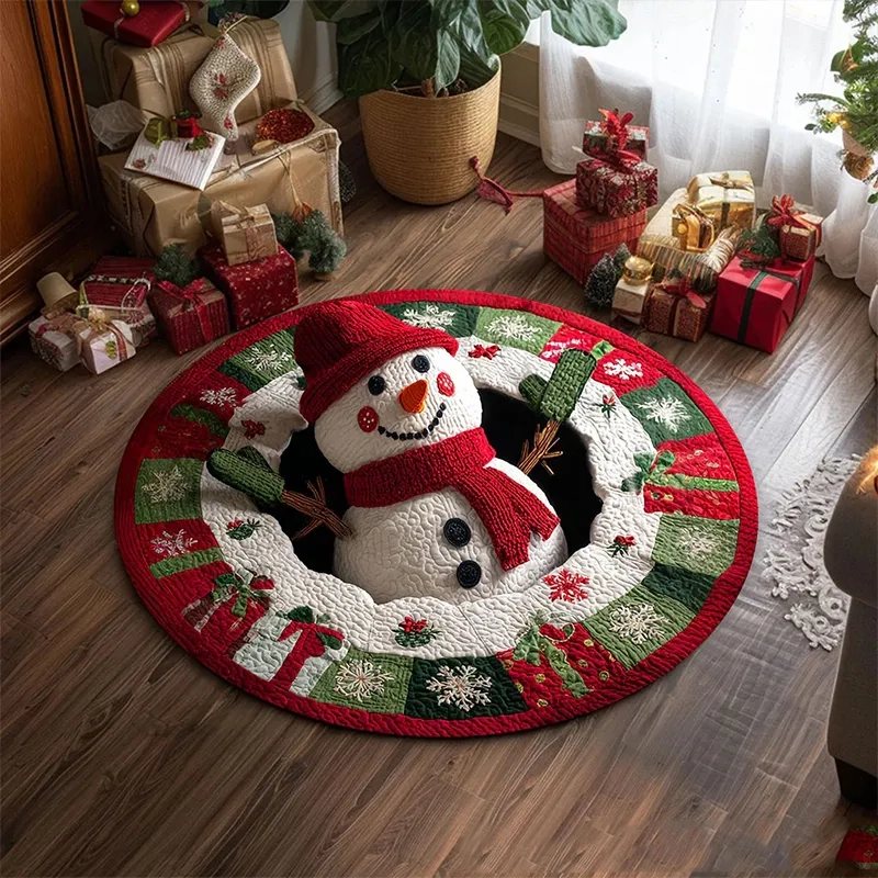 Peekaboo Snowman 3D Christmas Rug