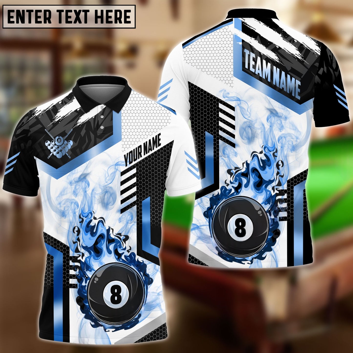 Billiards Ball 8 Premium Line Smoke Personalized Name Shirt