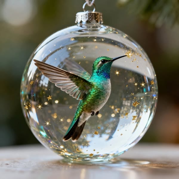 Hummingbird Sparkle Globe Tree Ornament