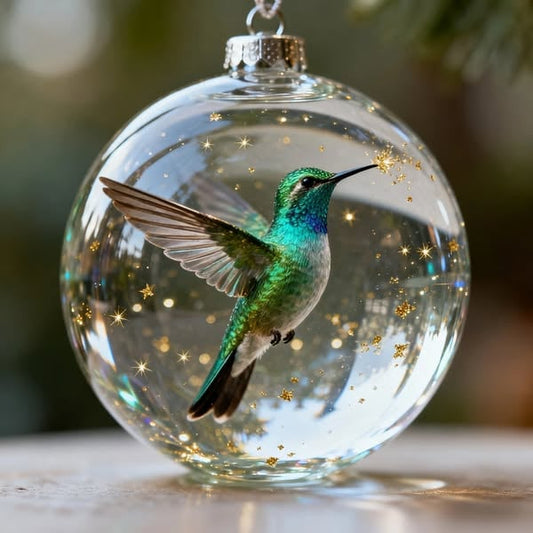 Hummingbird Sparkle Globe Tree Ornament