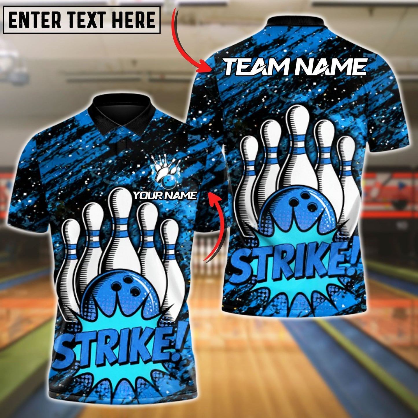 Bowling And Pins Boom Strike Customized Name, Team Name 3D Shirt (4 Colors)