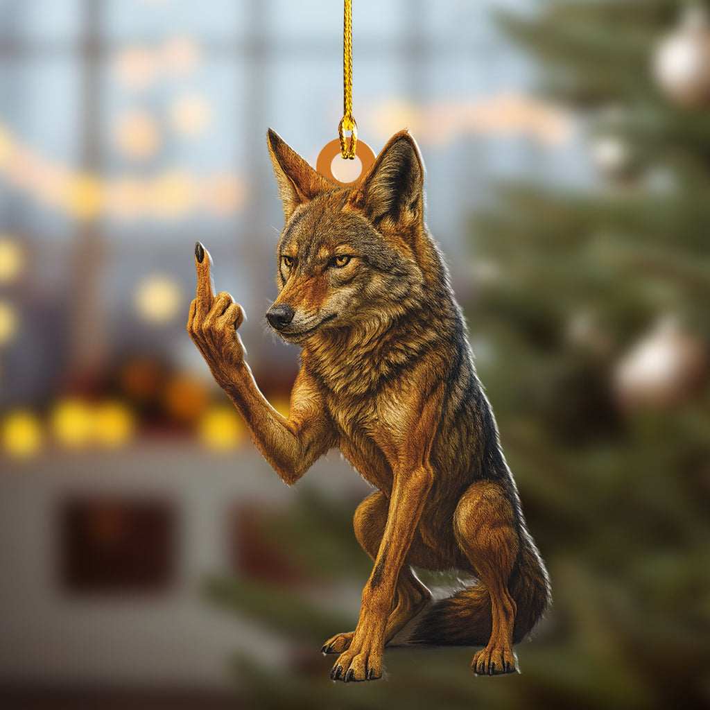 Personalized Funny Coyote Fukin' Finger Hunting Acrylic Christmas Ornament - Custom Gift for Hunters