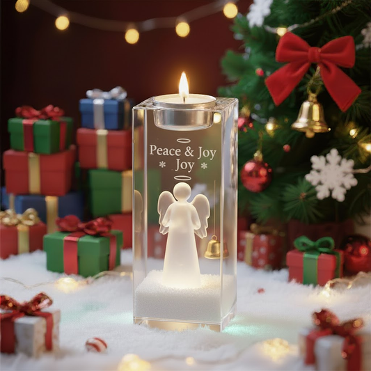 👼 Angel Candle Light – Peace & Joy Acrylic Christmas Decoration