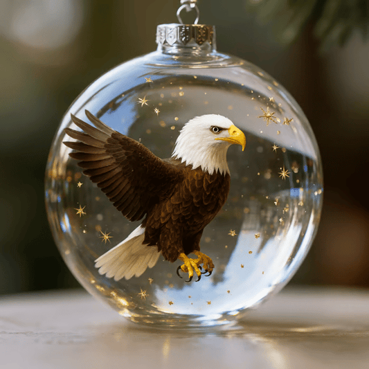 Bald Eagle Starfield Crystal Glass Ornament