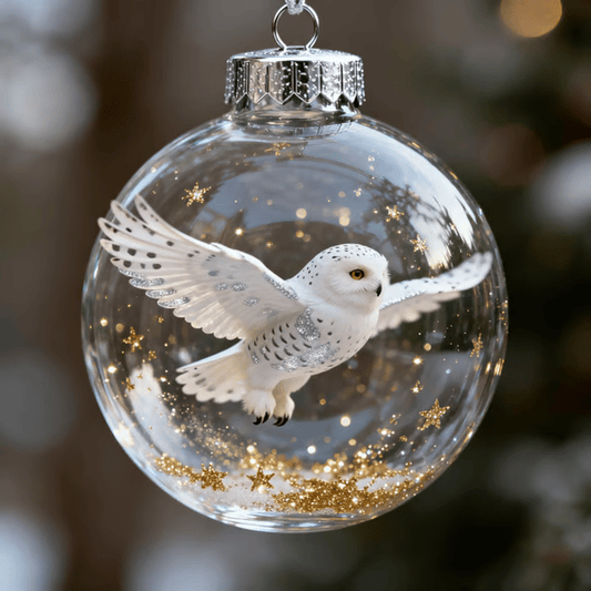 Snowy Owl Winter Wonderland Globe Ornament