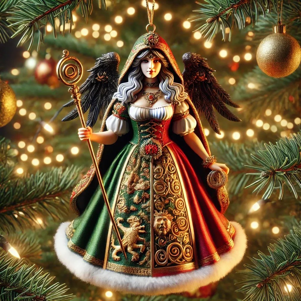 Yule Goddess in a Lavish Cloak – elegant décor piece