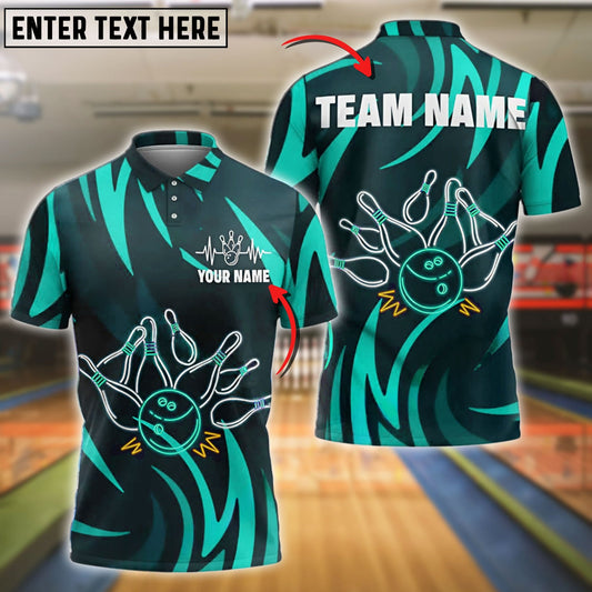 Bowling Neon Explosion Customized Name, Team Name 3D Shirt (4 Colors)