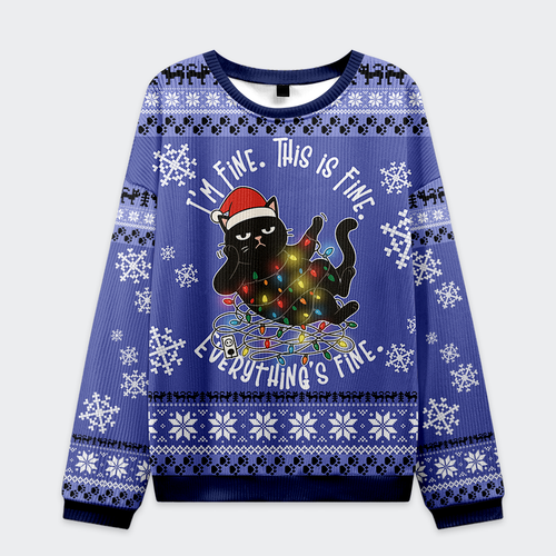 Cat:Everything Is Fine Funny Ugly Sweatshirt