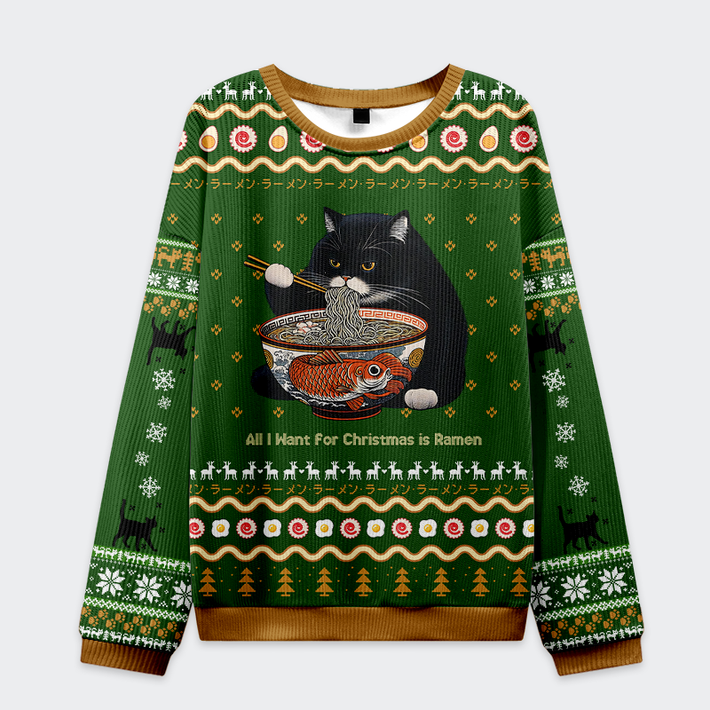 All I Want for Christmas is Ramen Cat Ugly Sweatshirt