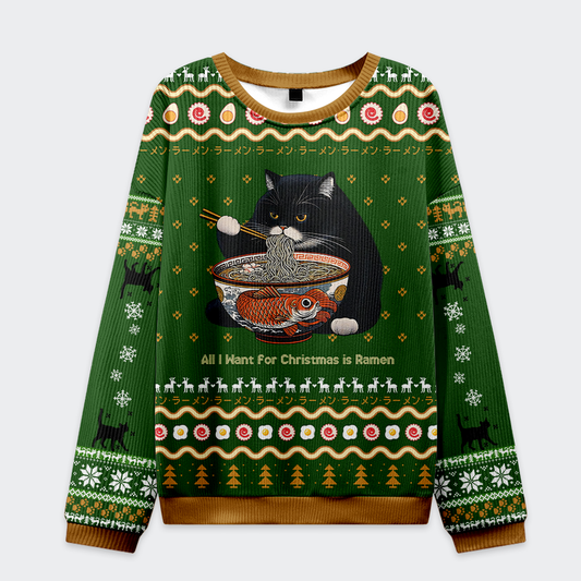 All I Want for Christmas is Ramen Cat Ugly Sweatshirt