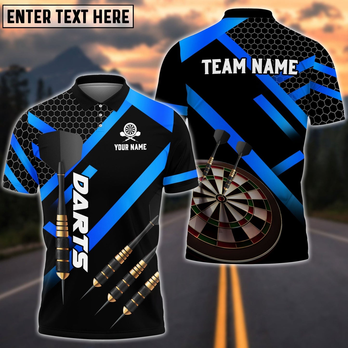 Darts Metalic Style Personalized Name, Team Name Shirt (4 Colors)