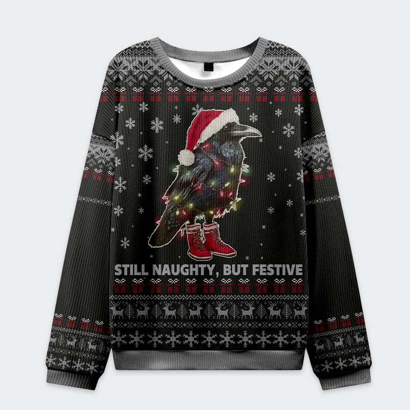 Lights, Santa, Raven! Christmas Ugly Sweatshirt