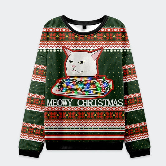 Stop Eating The Tinsel Cat Couple Christmas Ugly Sweatshirt