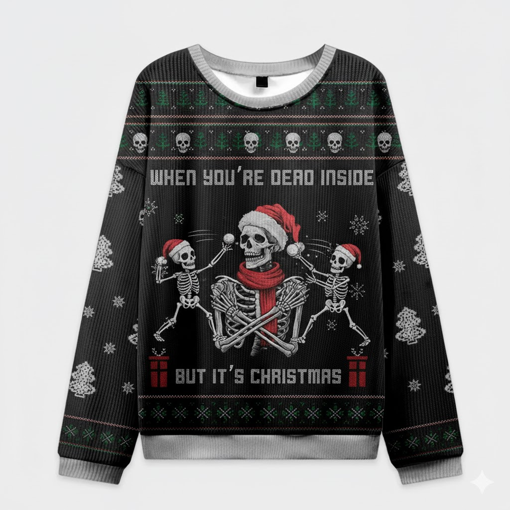☠️ When You’re Dead Inside But It’s Christmas Sweater – Dark Humor Holiday Jumper