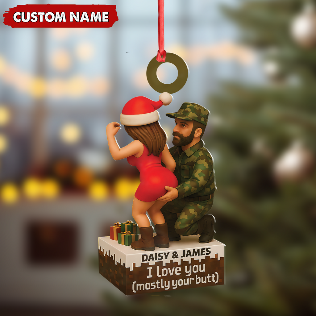 Personalized Funny Hunter Couple Acrylic Ornament - Custom Name Christmas Gift for Him or Her