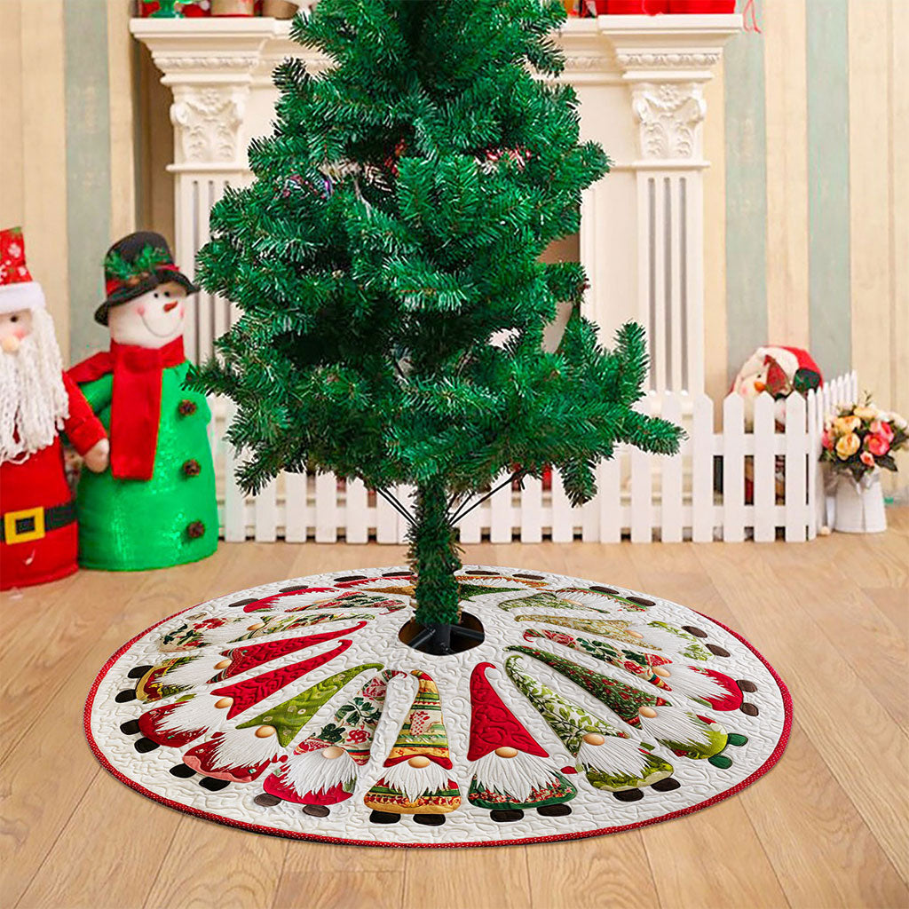 Christmas Tree Skirt with Gnome Round Rug