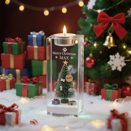 🐾 Pet Christmas Tree Candle – Personalized Name Acrylic Memorial Gift