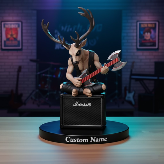 🦌 Custom Rock Deer Singer Figurine – Personalized Heavy Metal Stage Decor Gift 1