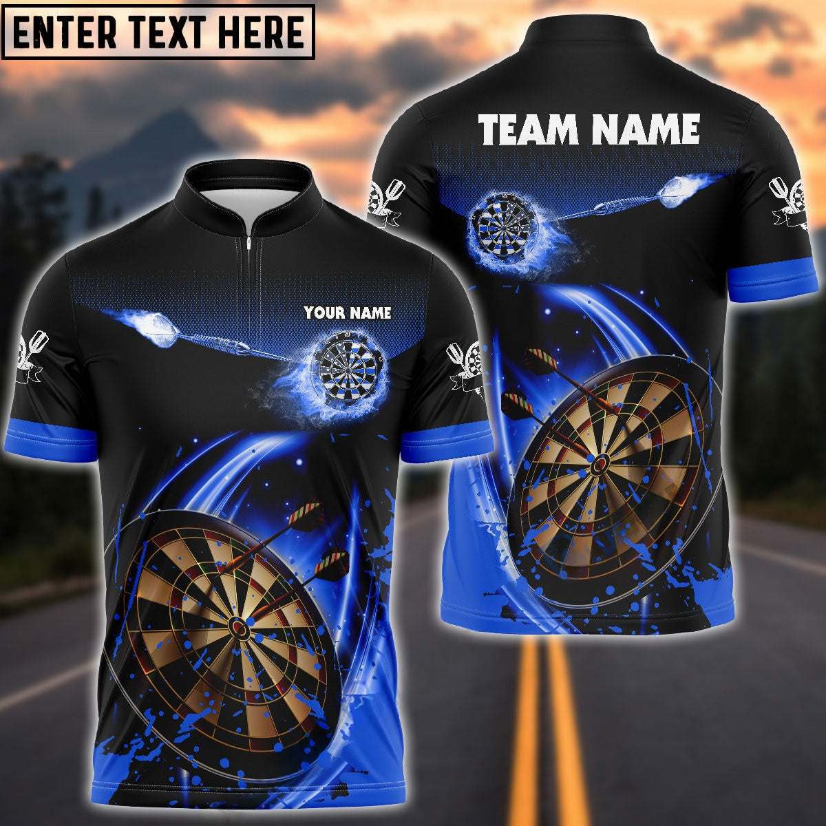 Blue Fire Darts Personalized Name, Team Name Shirt