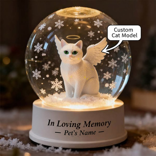 In Memory of White Cat – Custom Dog Angel Acrylic Keepsake Gift
