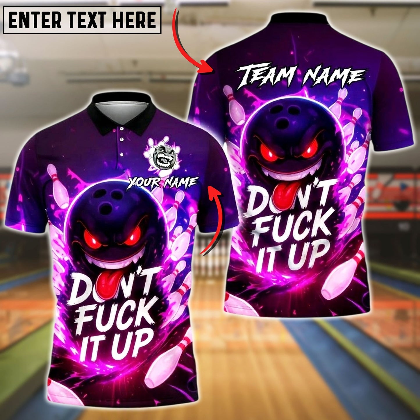 Bowling And Pins Evil Bowling Ball Customized Name, Team Name 3D Shirt (4 Colors)