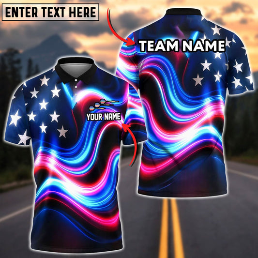 Darts American Flag Watercolor Personalized Name Shirt