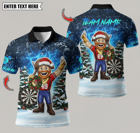 Jolly Pirate Mascot Darts Polo — Festive Trees — Personalized Team Uniform