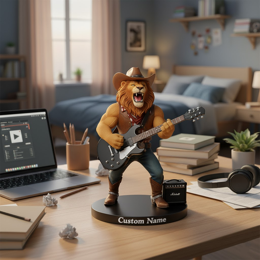 🦁 Custom Cowboy Lion Figurine – Personalized Country Singer Statue for Music Fans 2