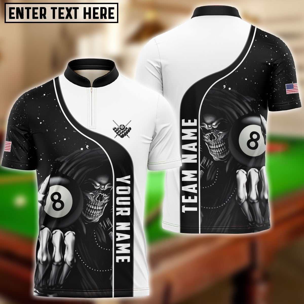 Billiards Reaper Personalized Name, Team Name 3D Shirt