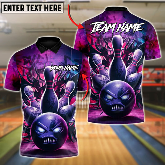 Bowling And Pins Demon Ball Customized Name, Team Name 3D Shirt (4 Colors)