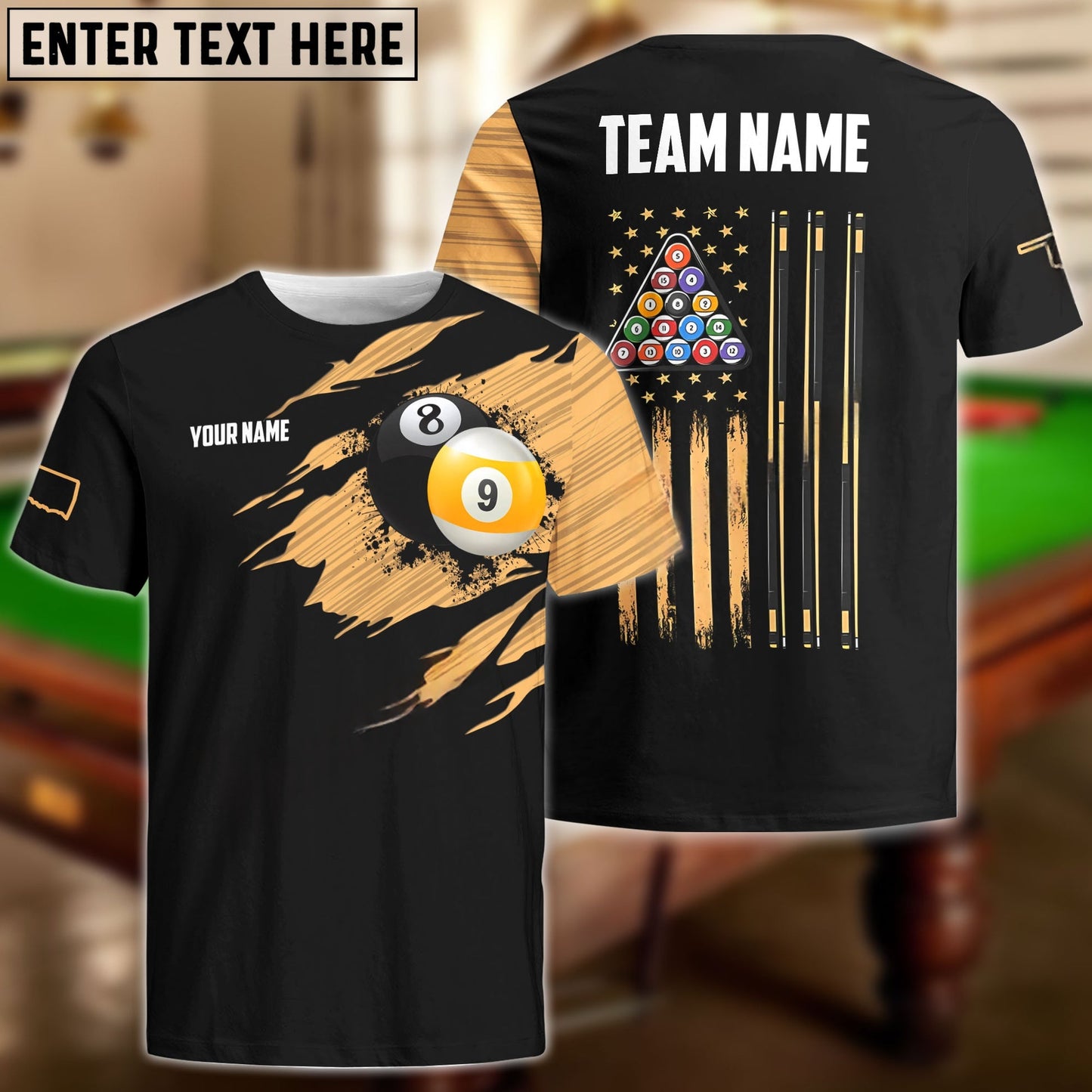 Billiards Golden 8 Ball & 9 ball Personalized Shirt