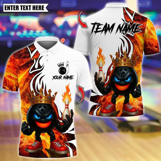 Custom Bowling Shirt King Flame Ball Polo, Personalized Bowling Polo for Men & Women, Personalized Name Team 3D Shirt, Gift For Man