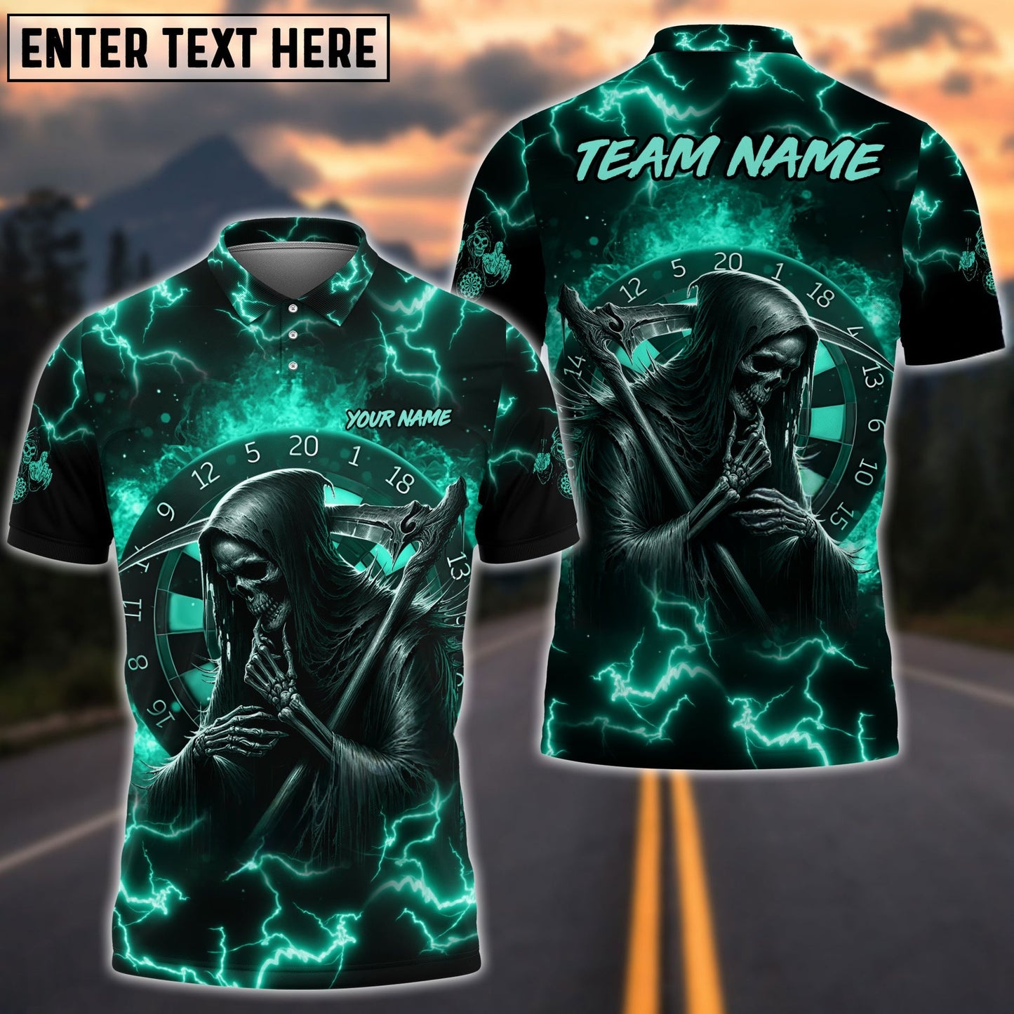 Darts Skull Fire Personalized Name, Team Name Shirt (5 Colors)