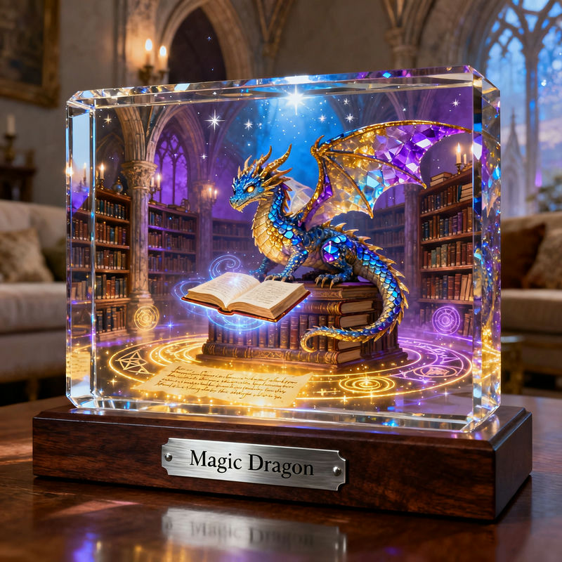 Personalized Magic Library Dragon Theme Crystal