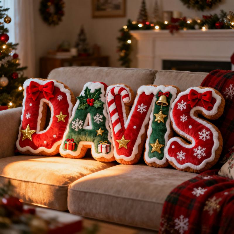 Personalized Christmas element name pillow