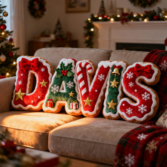 Personalized Christmas element name pillow