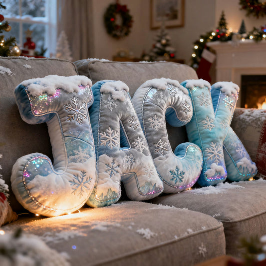 Personalized winter snowflake element name pillow