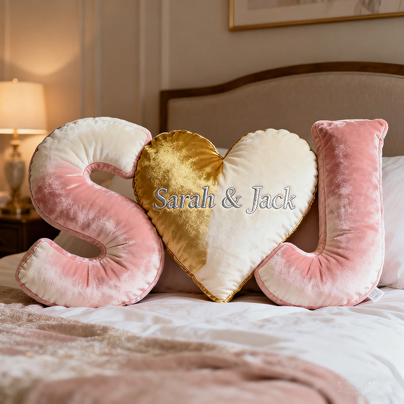 Personalized Couple's initials shaped pillow