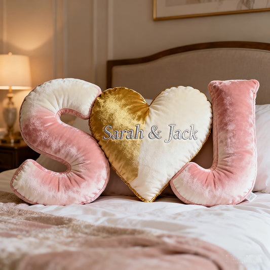 Personalized Couple's initials shaped pillow