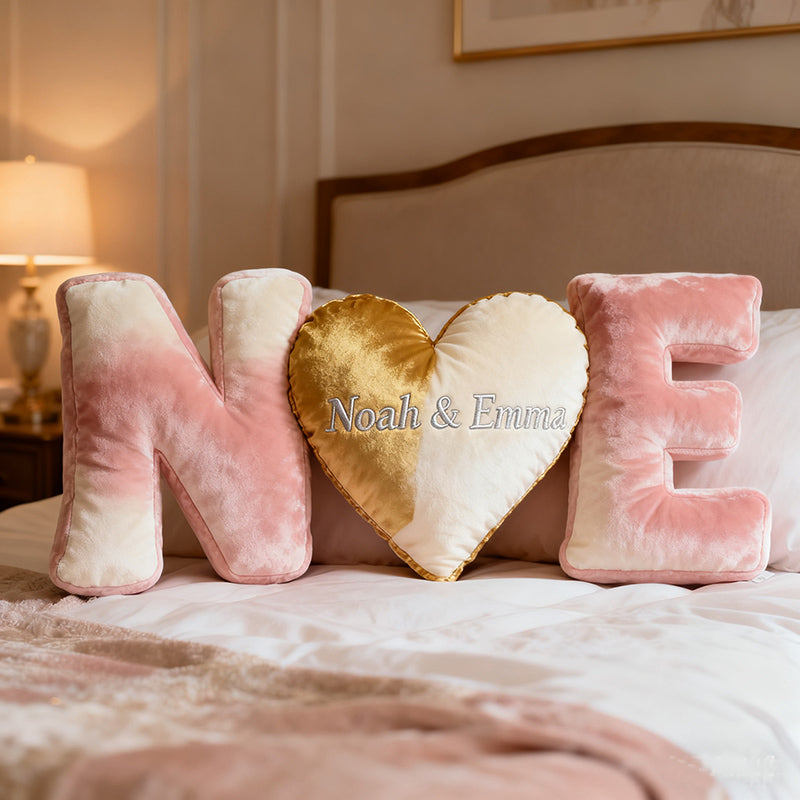 Personalized Couple's initials shaped pillow