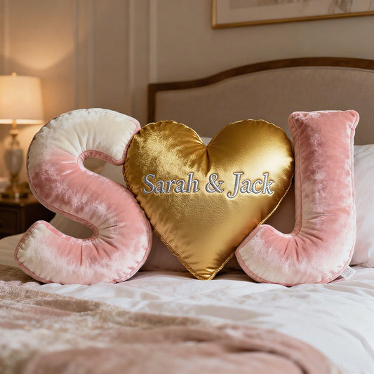 Personalized Couple's initials shaped pillow