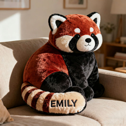 Personalized red panda themed pillow