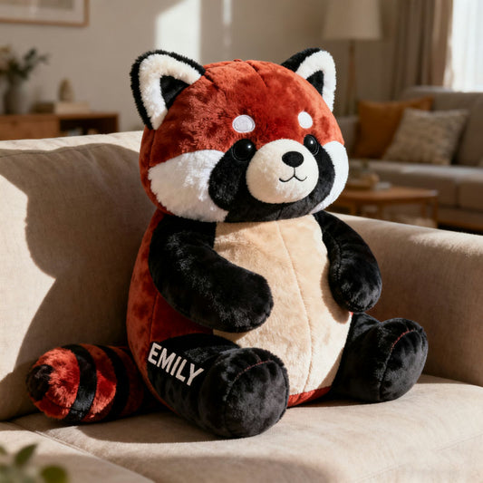 Personalized red panda themed pillow