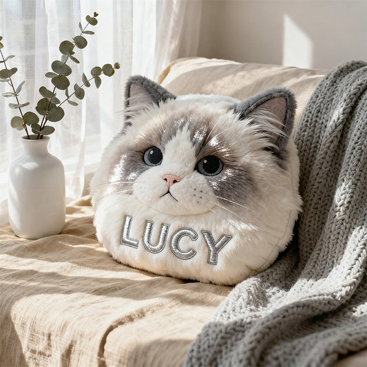 Personalized ragdoll cat big head shaped pillow